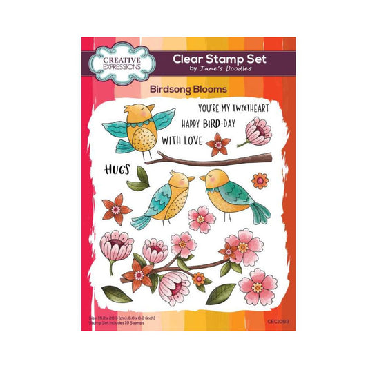 Jane's Doodles Birdsong Blooms Clear Stamp Set