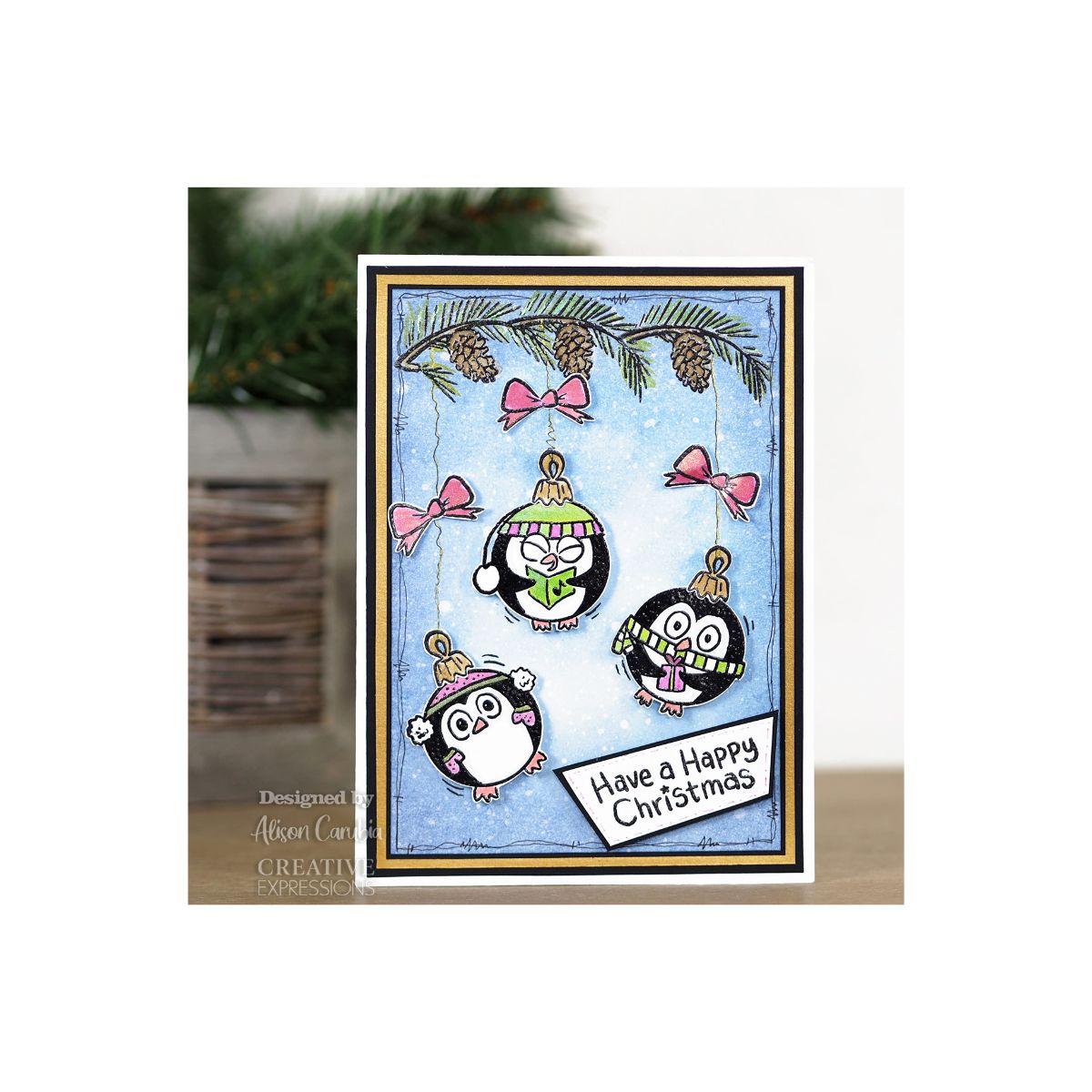 Creative Expressions Penguin Baubles Sample Card