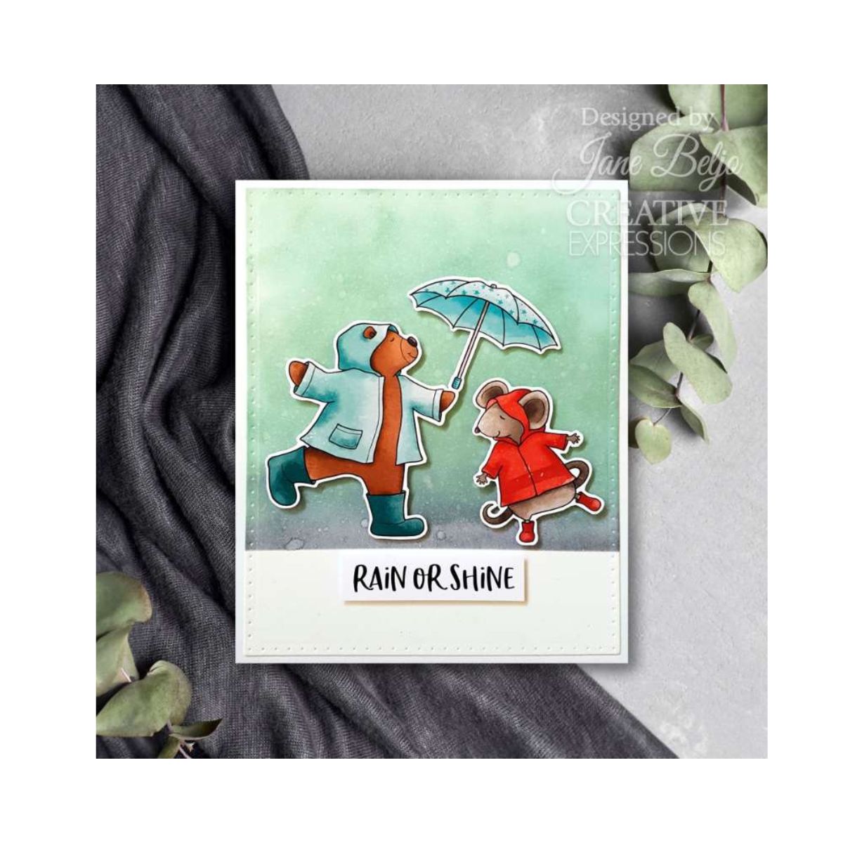 Jane's Doodles Dancing In The Rain Clear Stamp Set