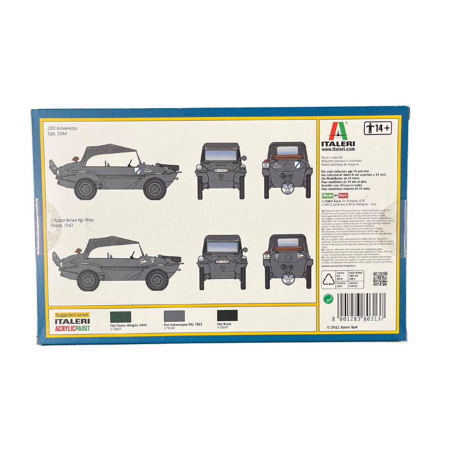 Italeri Military Vehicle Kfz. II VW Typ 166 'Schwimmwagen' 1:35