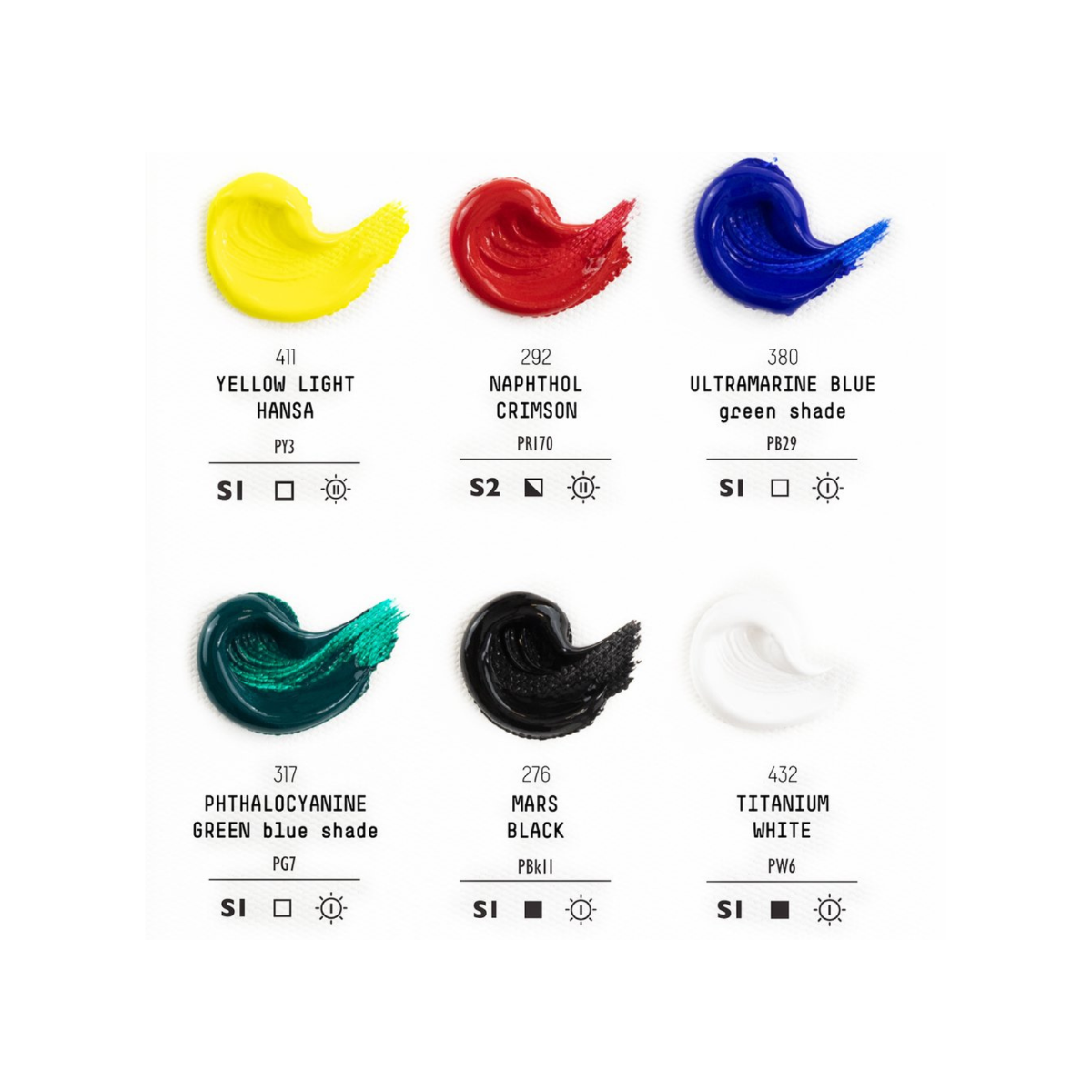 Liquitex heavy body acrylic set of 6 x 22ml tubes colour samples