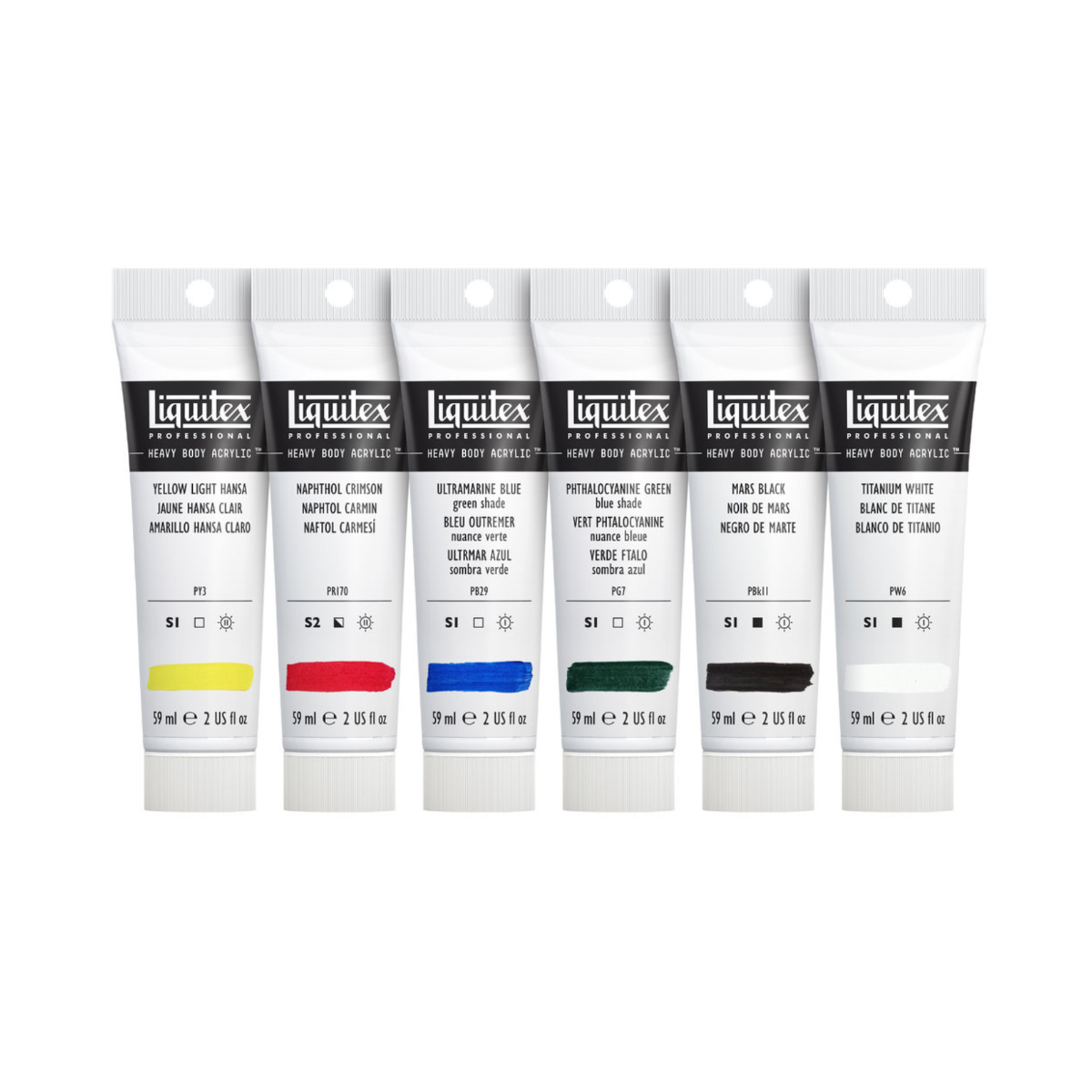 6 x 22ml Liquitex heavy body paint tubes