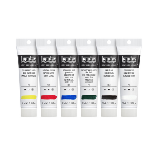 6 x 22ml Liquitex heavy body paint tubes