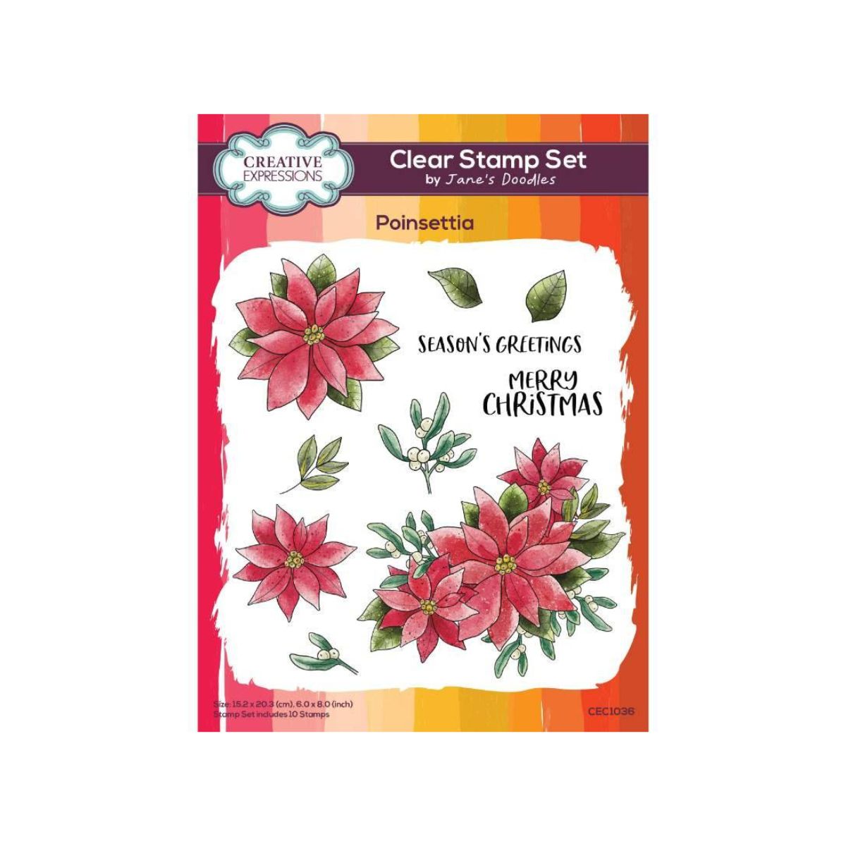 Jane's Doodles Poinsettia Clear Stamp Set
