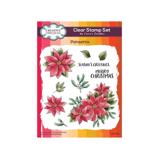 Jane's Doodles Poinsettia Clear Stamp Set