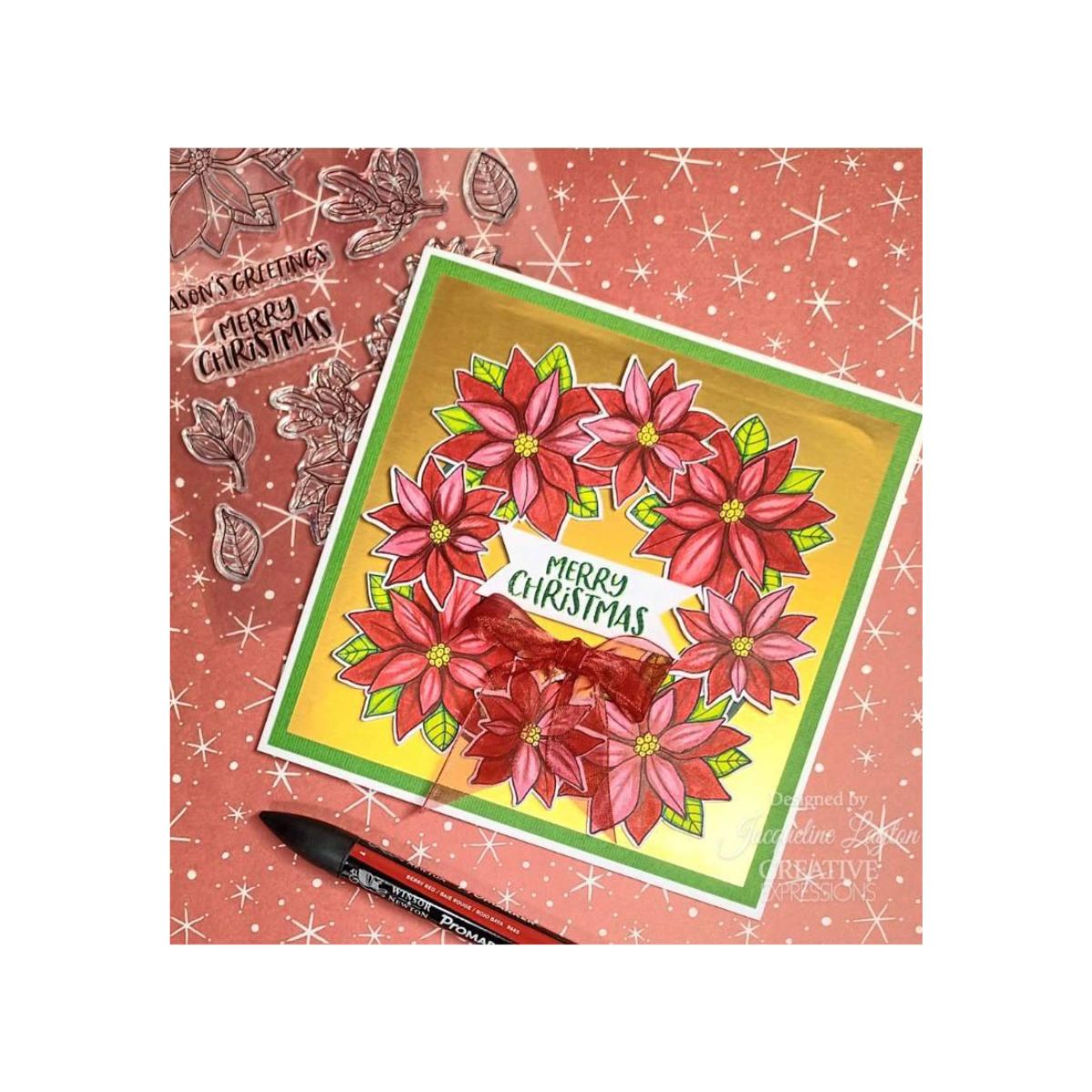 Jane's Doodles Poinsettia Clear Stamp Set