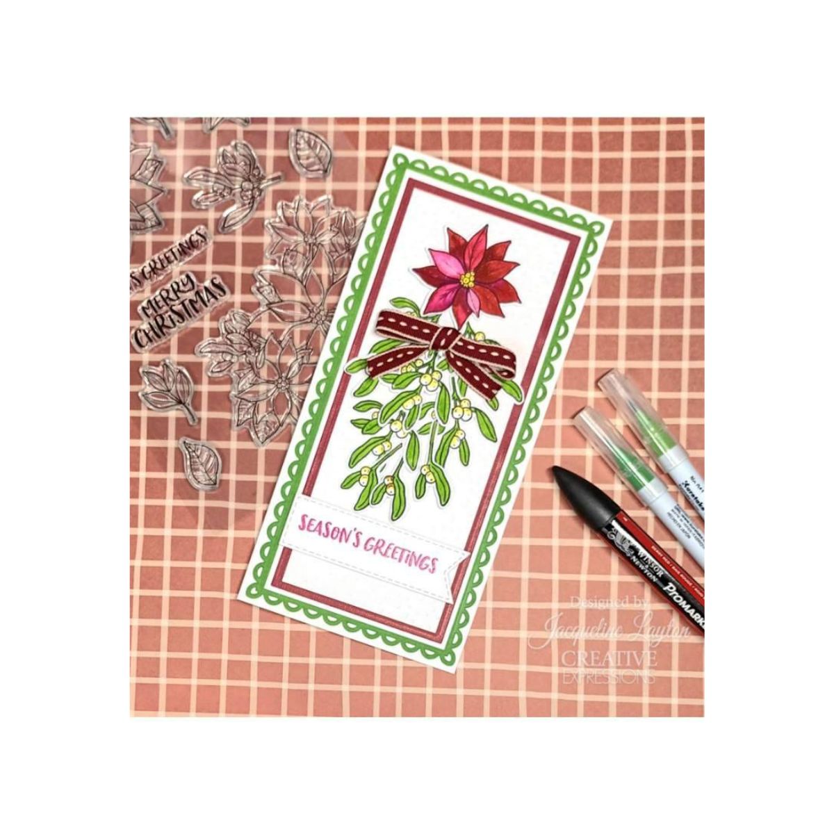 Jane's Doodles Poinsettia Clear Stamp Set