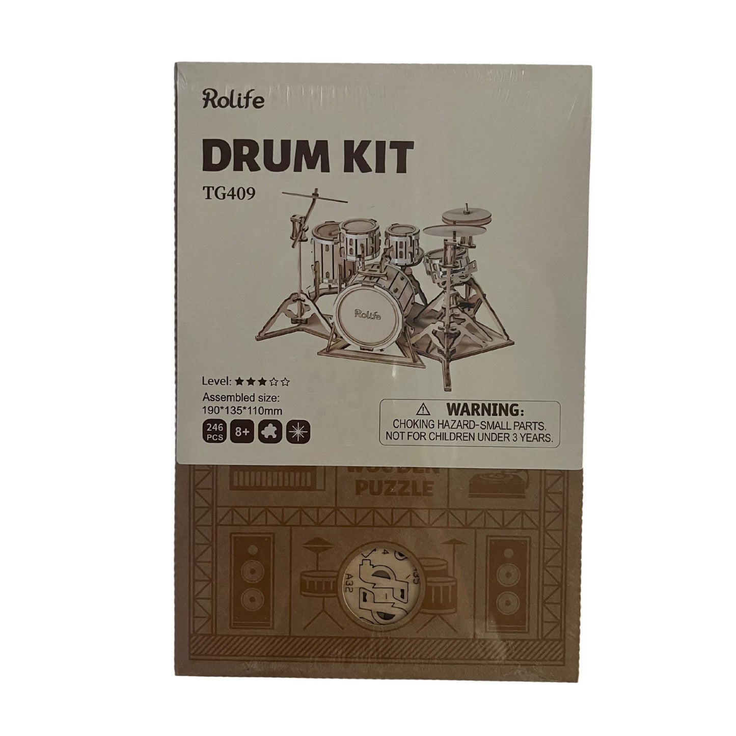 Rolife 3D Wooden Puzzle Drum Kit Model