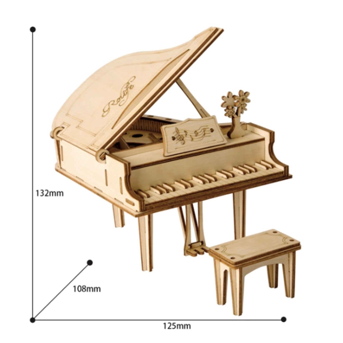Rolife 3D wooden puzzle grand piano dimensions