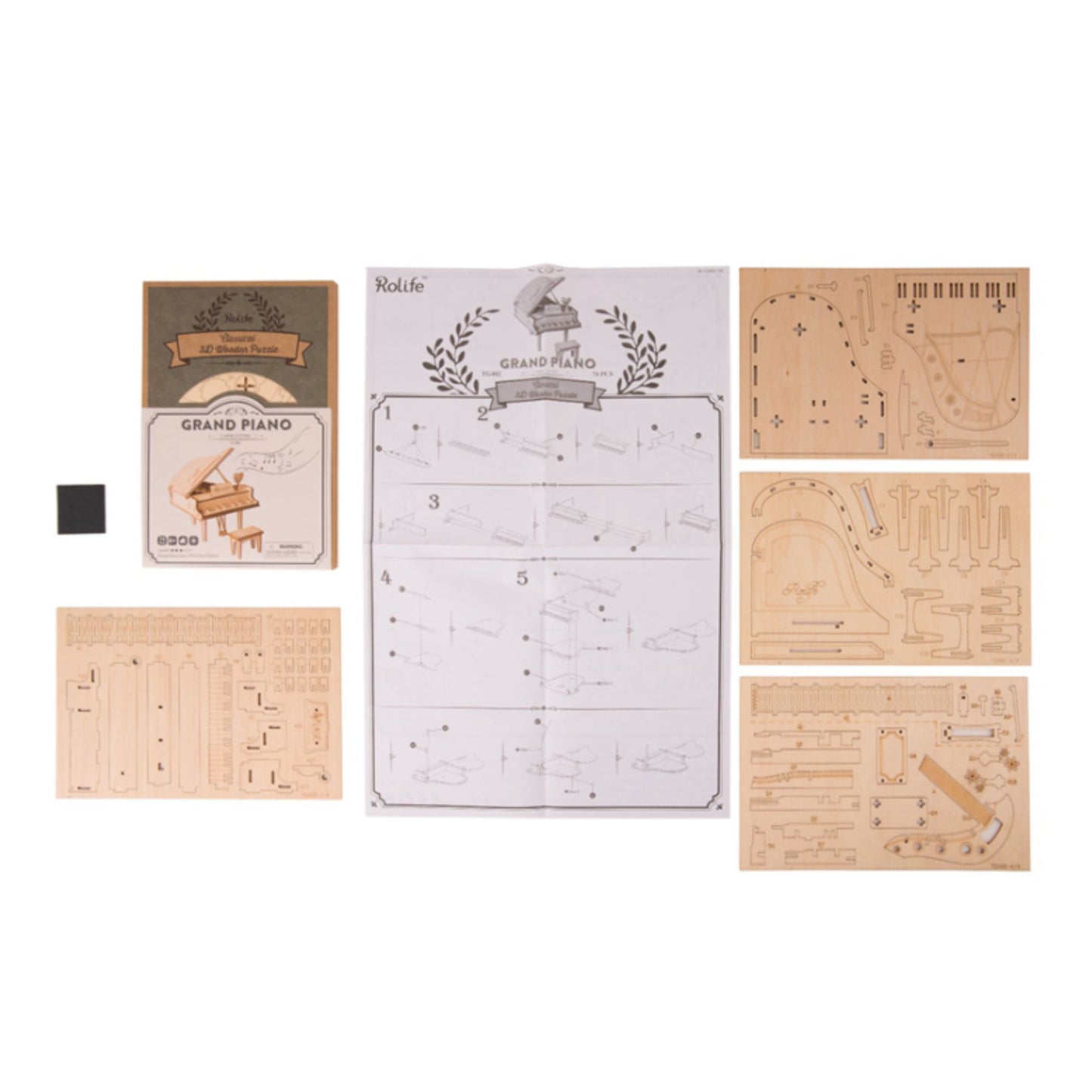 Rolife 3D wooden puzzle grand piano what's inside