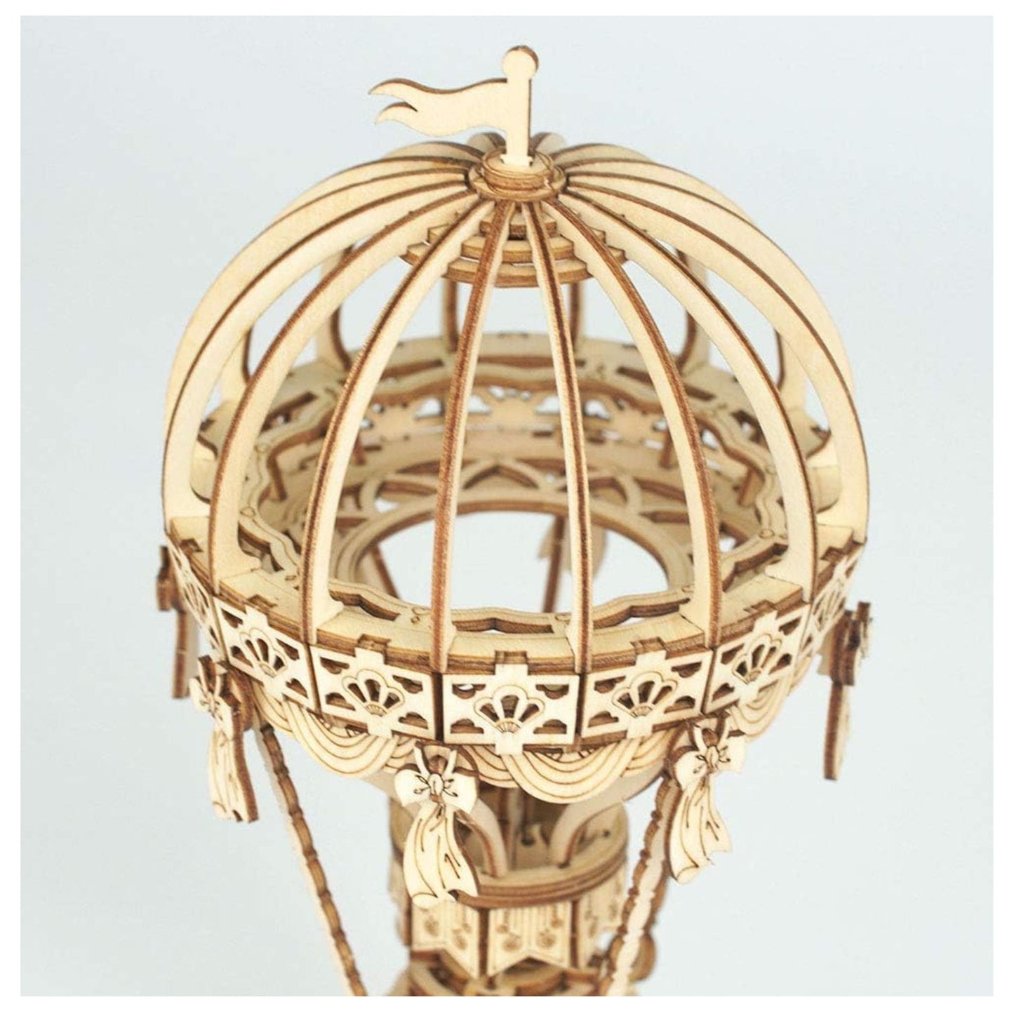 Rolife 3D wooden puzzle hot air balloon close up of details