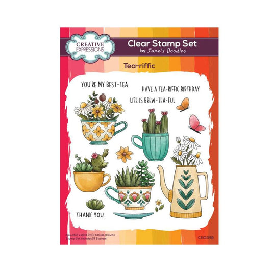 Jane's Doodles Tea-riffic Clear Stamp Set