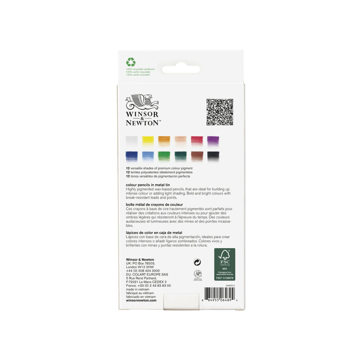 Winsor & Newton Studio Collection Colour Pencils (set of 12 in metal tin)