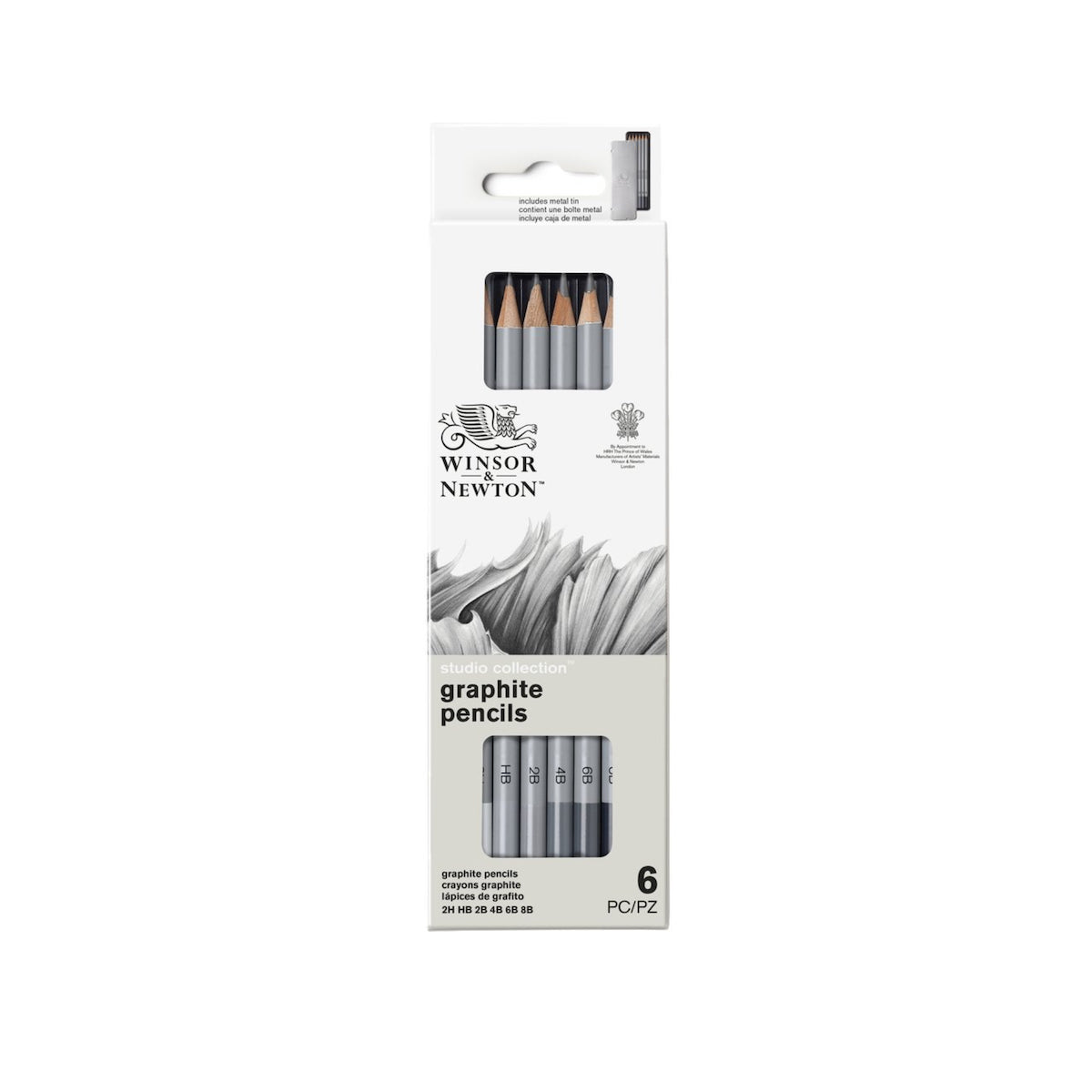 Winsor & Newton Studio Collection Graphite Pencil Set (set of 6 in metal tin)