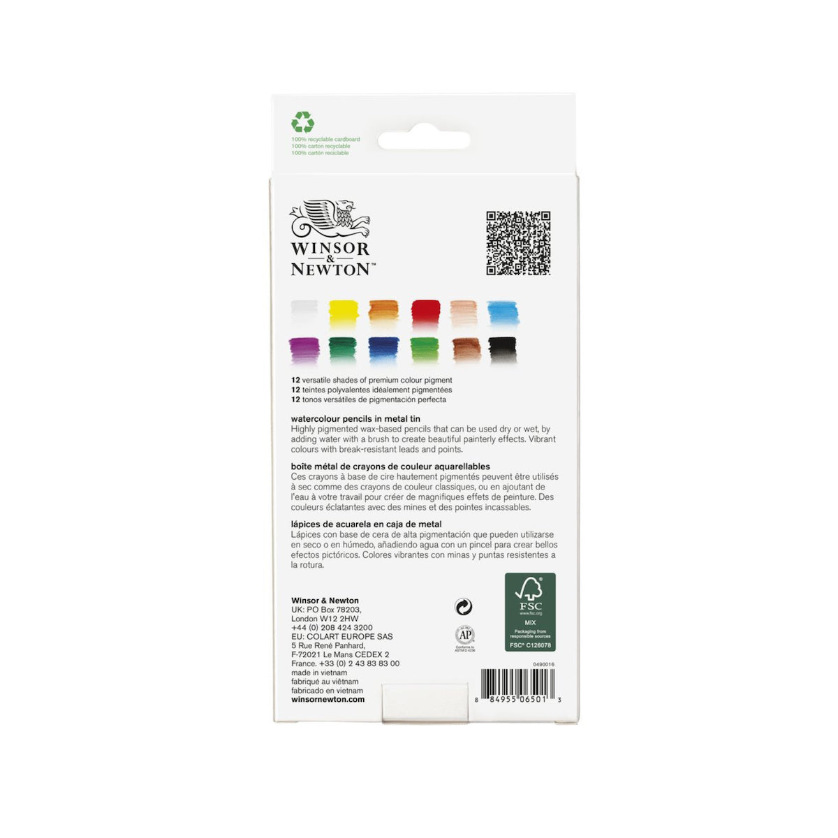 Winsor & Newton Studio Collection Watercolour Pencils (set of 12 in metal tin)
