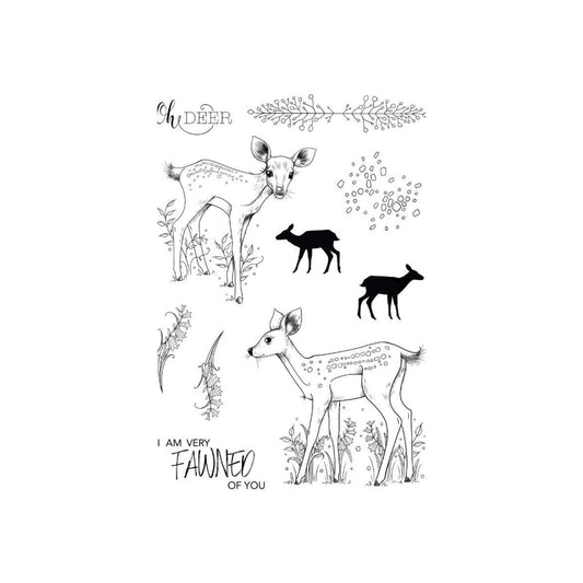 pink ink designs baby fawn clear stamp