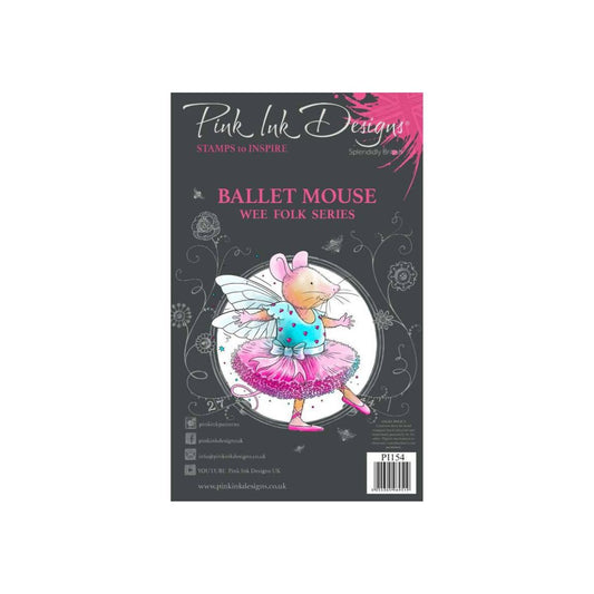 pink ink designs ballet mouse stamp