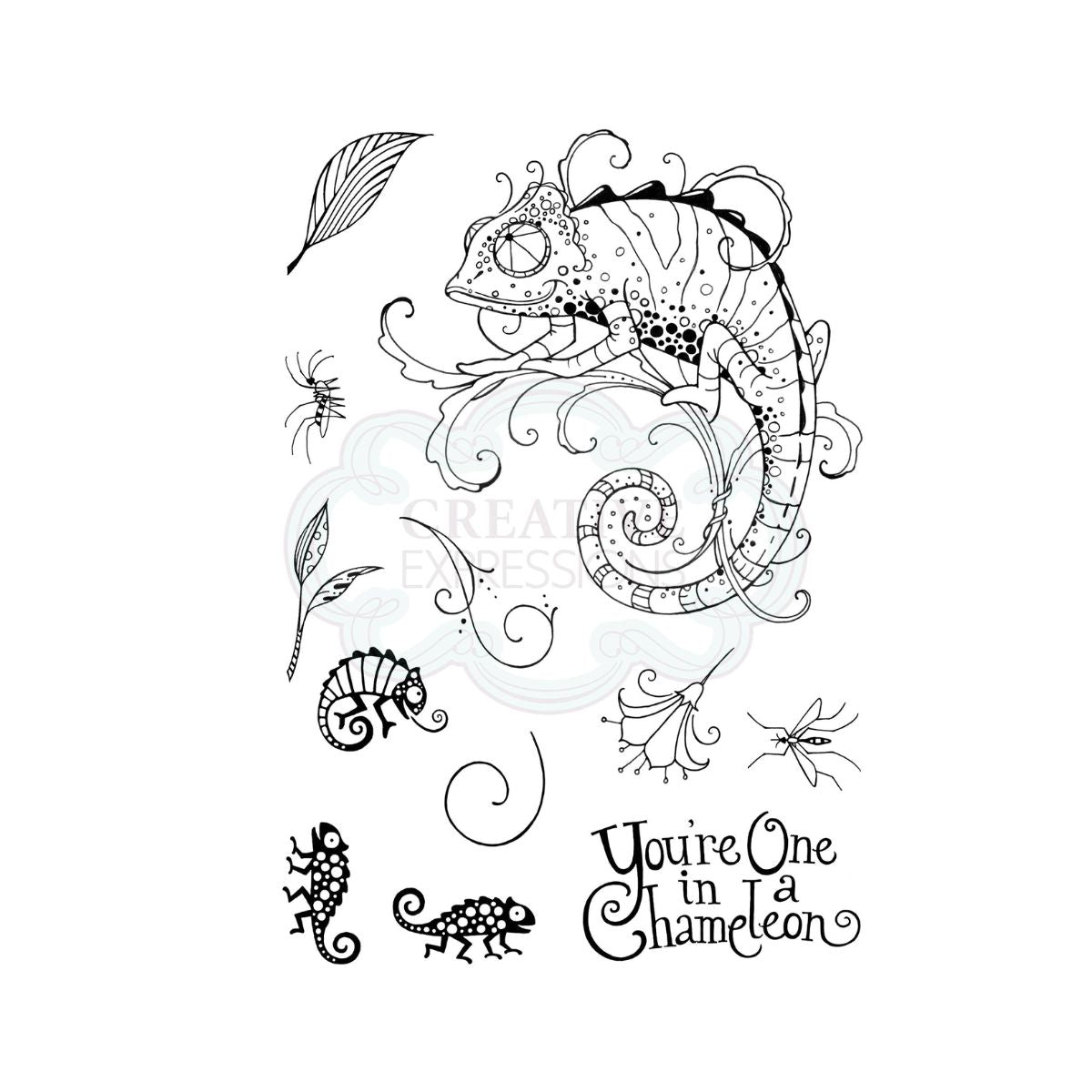 pink ink designs chameleon clear stamp
