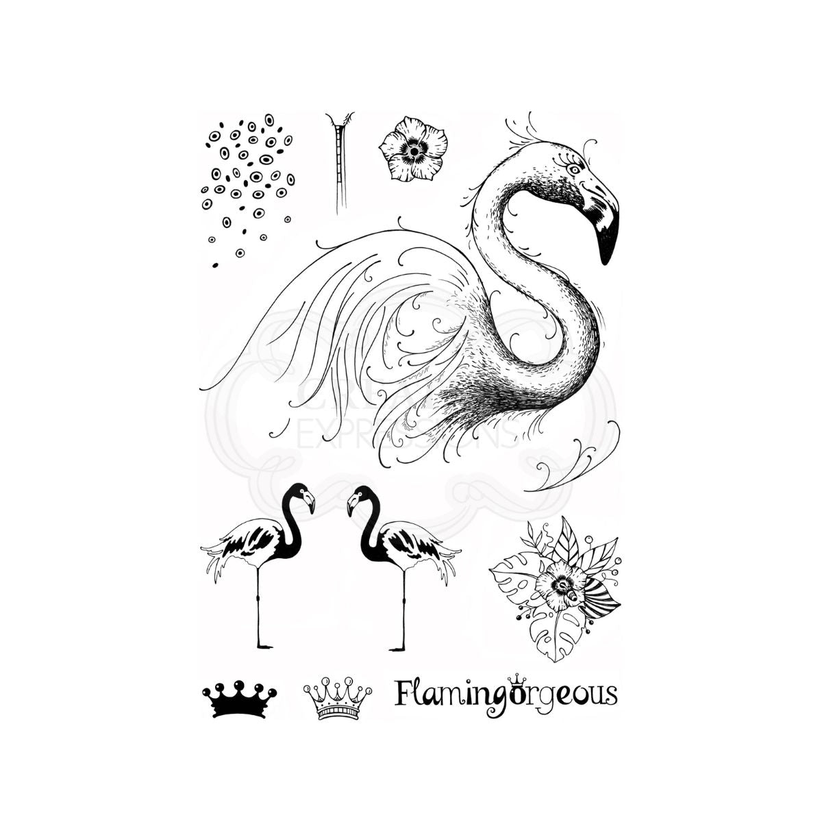 pink ink designs flamingo clear stamp