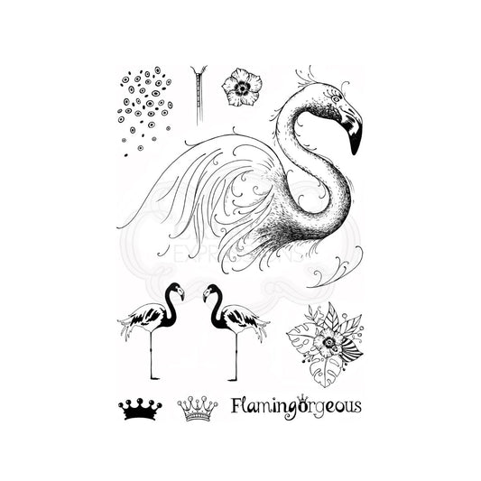 pink ink designs flamingo clear stamp