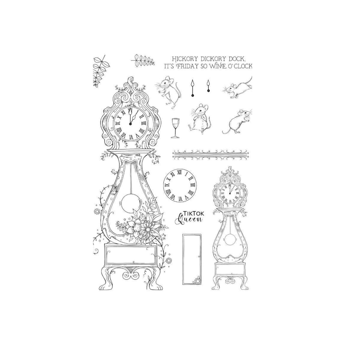 pink ink designs hickory dickory dock clear stamp