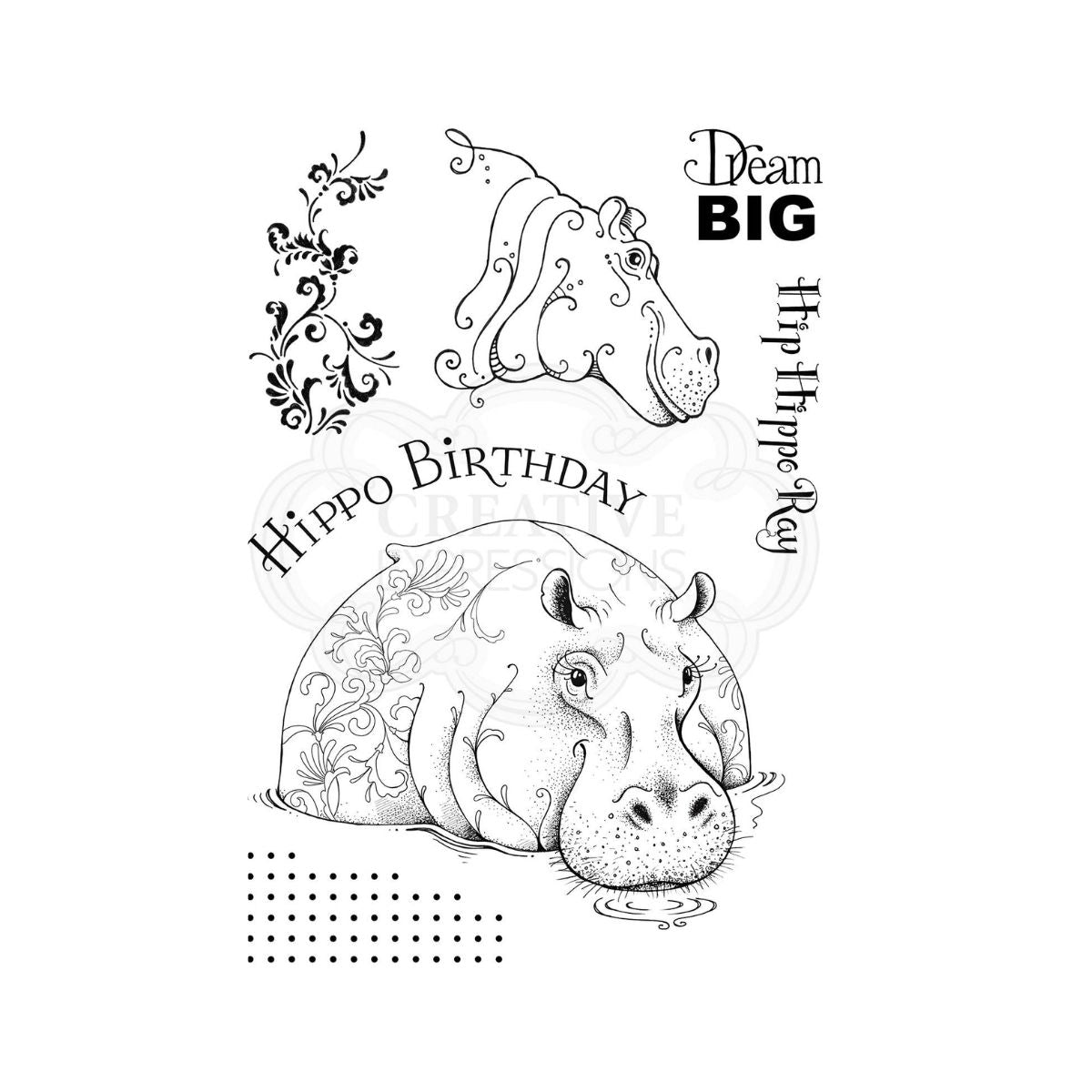 pink ink designs hip hippo ray clear stamp