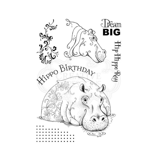 pink ink designs hip hippo ray clear stamp