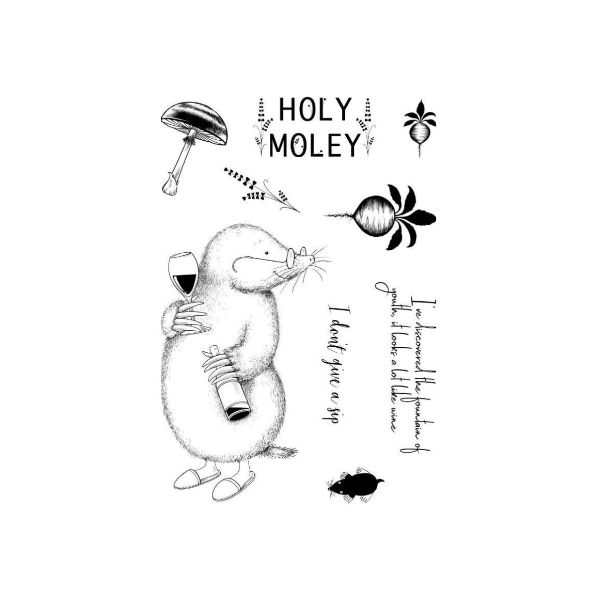 pink ink designs holy moley clear stamp