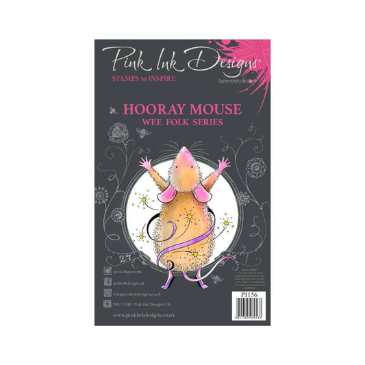pink ink designs hooray mouse stamp