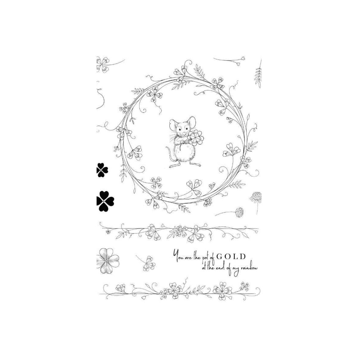 pink ink designs lucky clover clear stamp