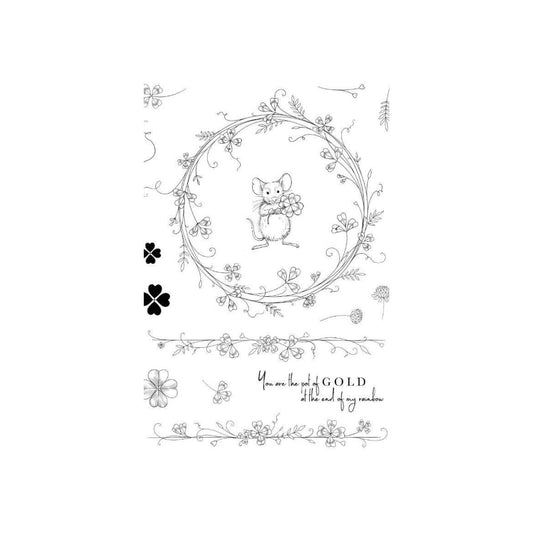 pink ink designs lucky clover clear stamp