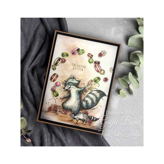 pink ink macaroon racoon sample card 1