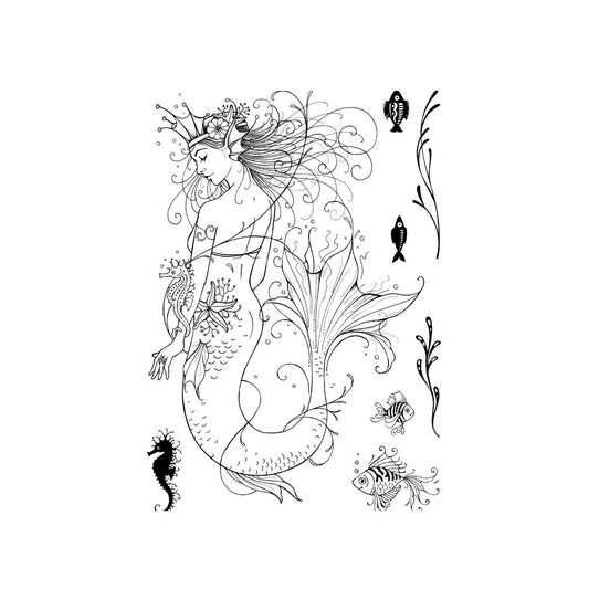 pink ink designs mermaid clear stamp