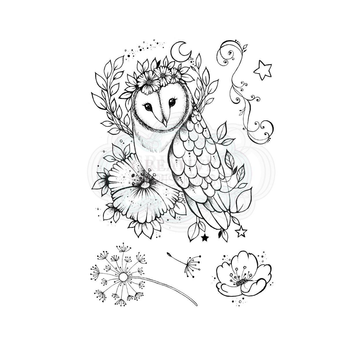 pink ink designs midsummer owl clear stamp