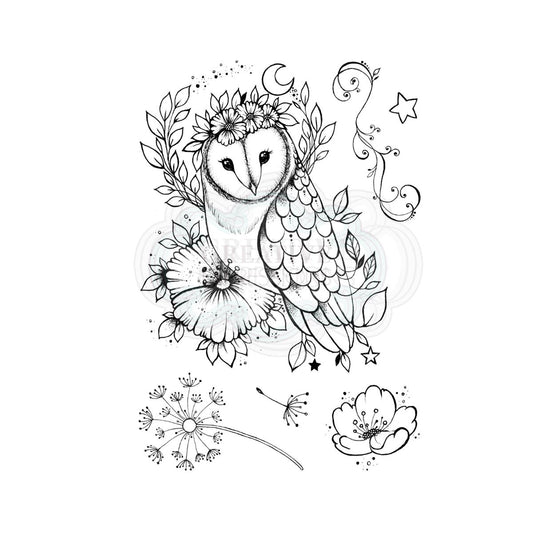 pink ink designs midsummer owl clear stamp