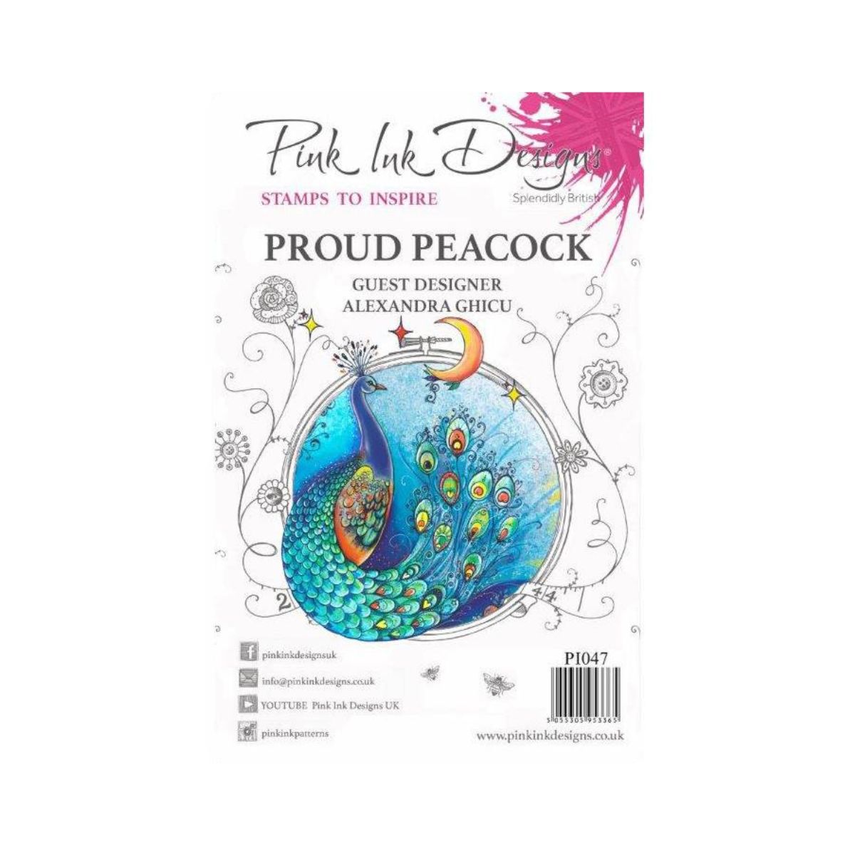pink ink designs proud peacock stamp