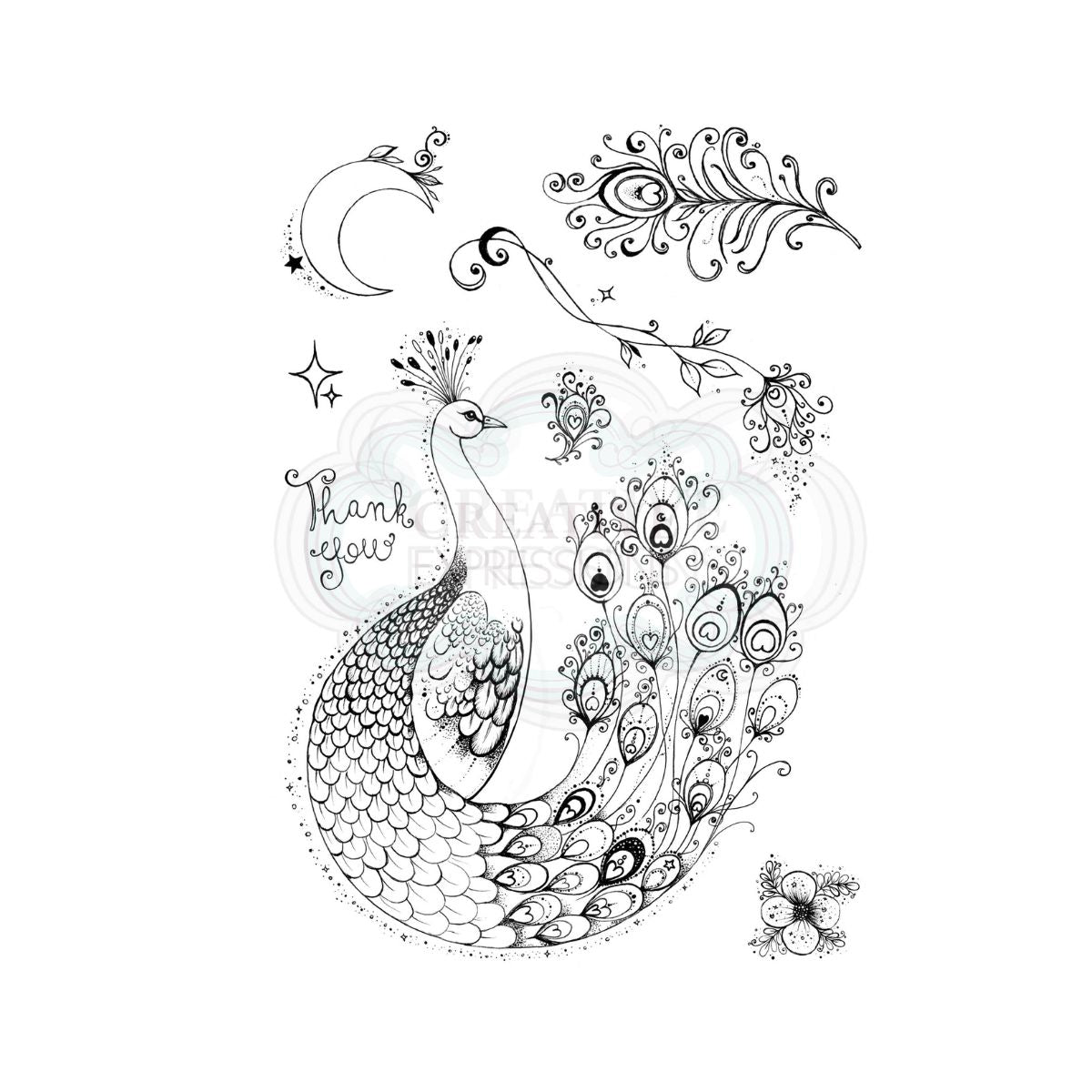 pink ink designs proud peacock clear stamp