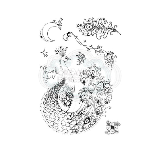 pink ink designs proud peacock clear stamp