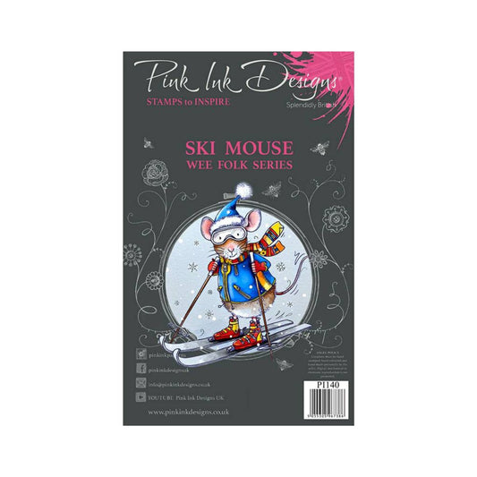 pink ink designs ski mouse stamp