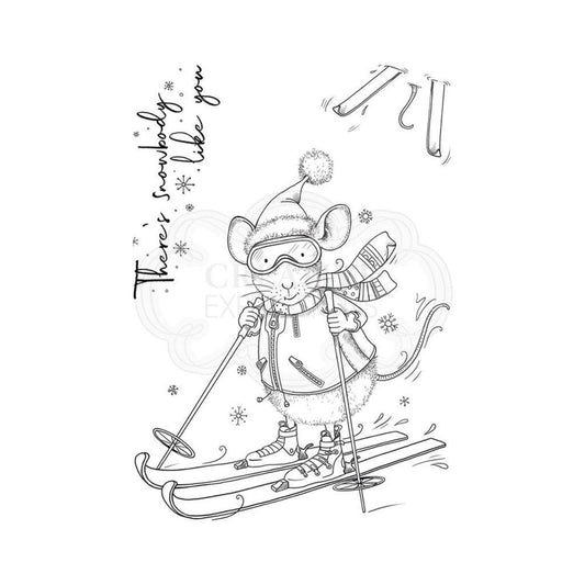 pink ink designs ski mouse clear stamp