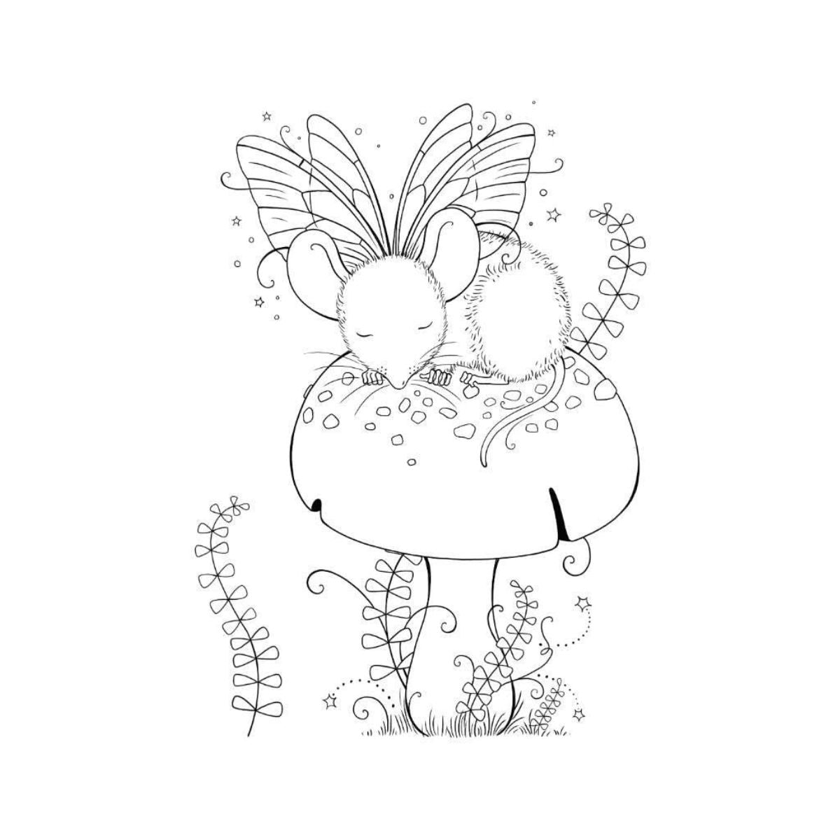 pink ink designs sleepy mouse clear stamp