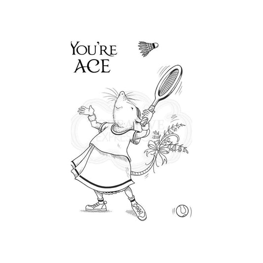 pink ink designs tennis mouse clear stamp