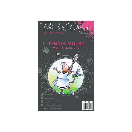 pink ink designs tennis mouse stamp