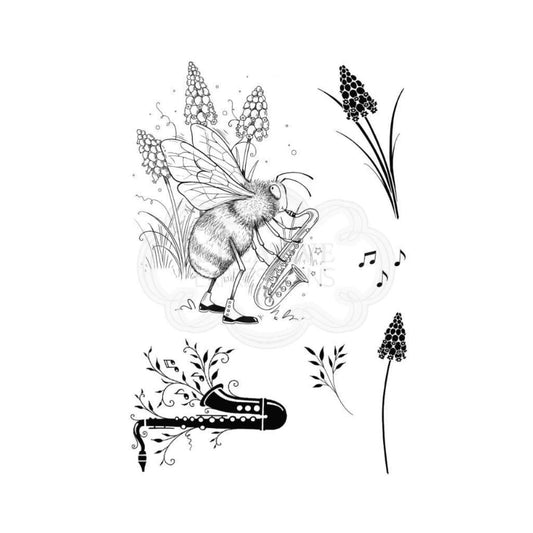 pink ink designs the saxophonist clear stamp set