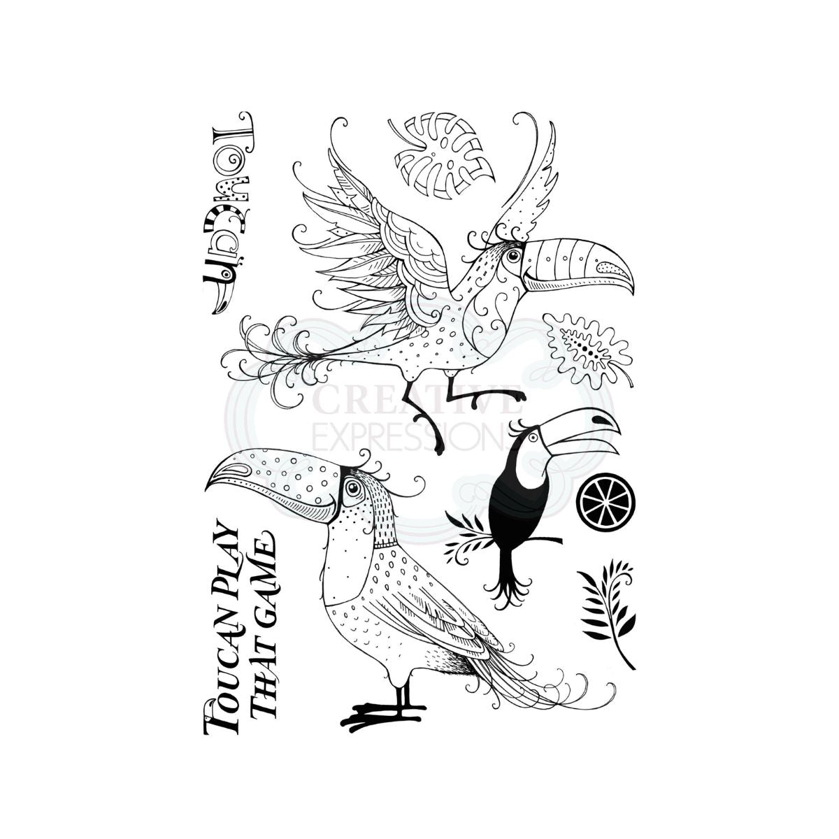 pink ink designs toucan clear stamp