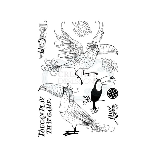 pink ink designs toucan clear stamp