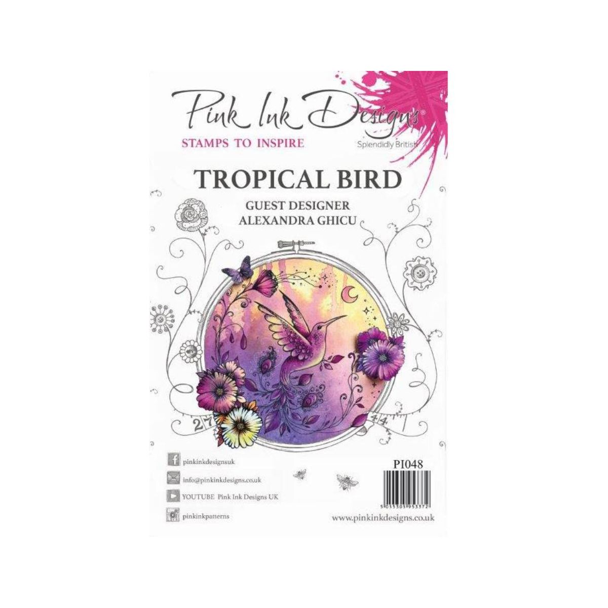 pink ink designs tropical bird stamp