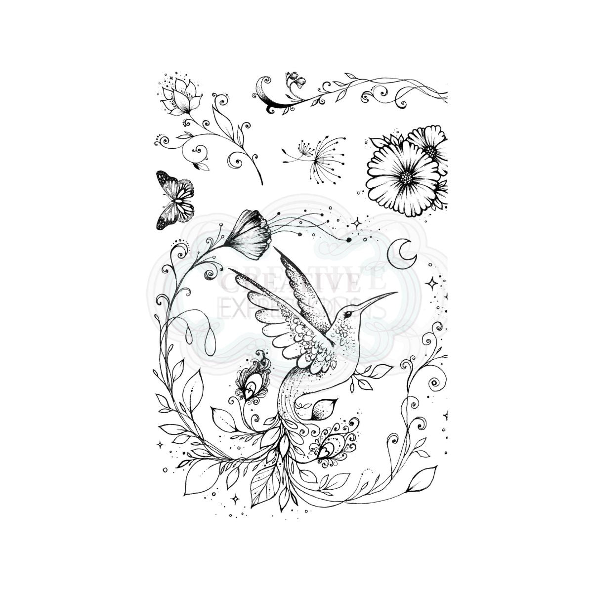 pink ink designs tropical bird clear stamp