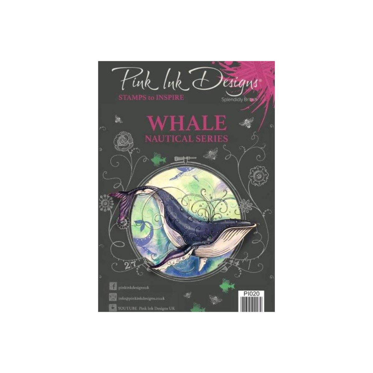 pink ink designs whale stamp