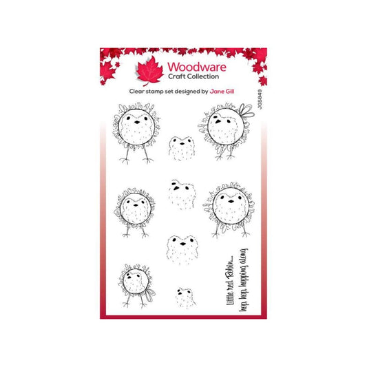 woodware bubble hopping robins stamp
